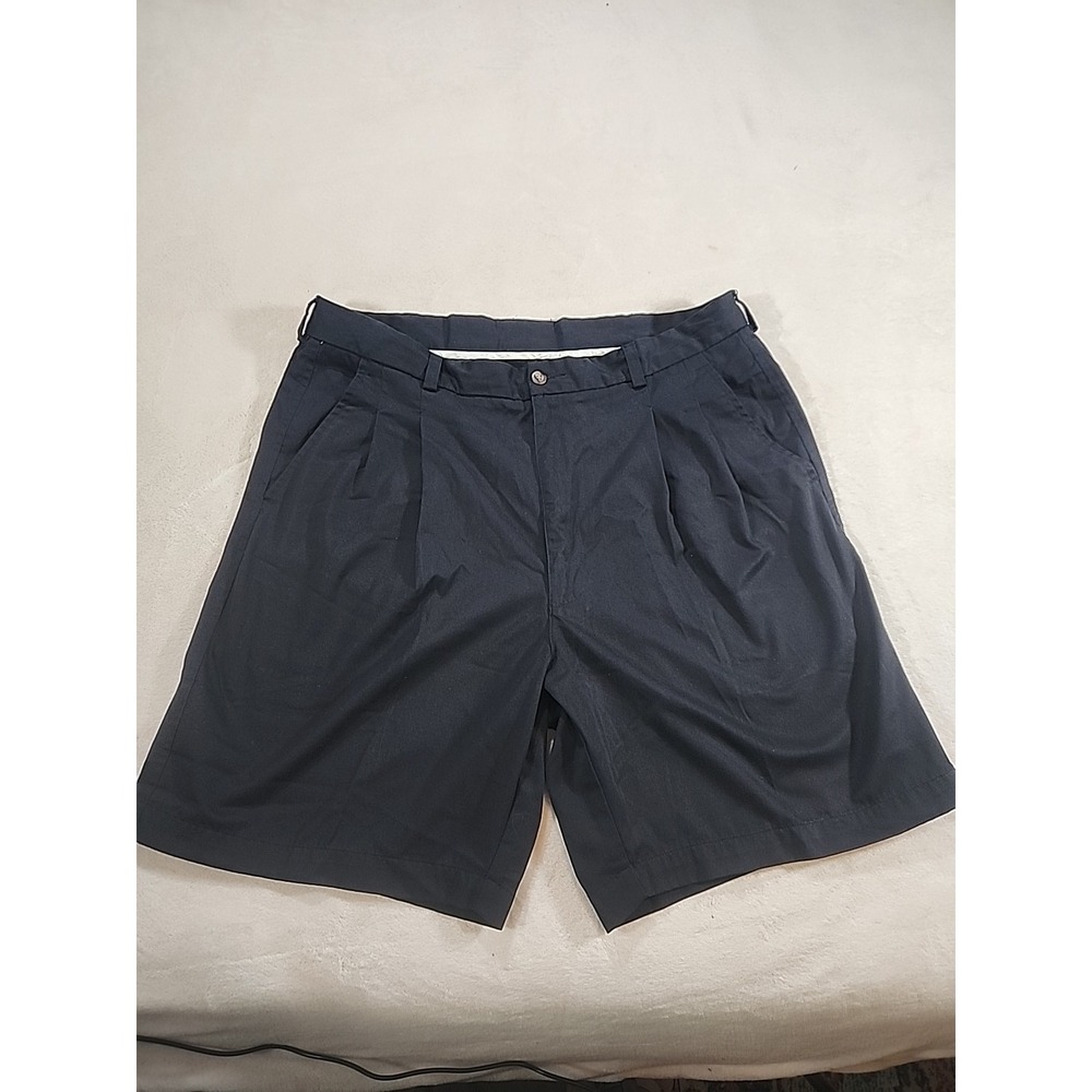 Haggar Chino Shorts Men's Size 38 Navy Pleated Front EUC